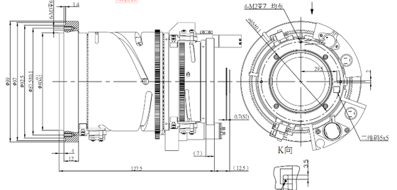 FWD-0326-0R 25-75 मिमी EFL LWIR मोटर चालित ज़ूम लेंस 8-12 μm तरंग दैर्ध्य और इलेक्ट्रिक फोकसिंग के साथ