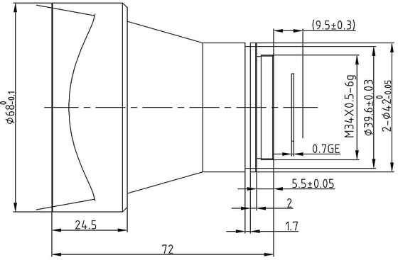 FWD-55 55mm F1.0 1280×1024@12μm थर्मल इमेजिंग के लिए 8-12 μm तरंग दैर्ध्य के साथ LWIR मोटर चालित ज़ूम लेंस